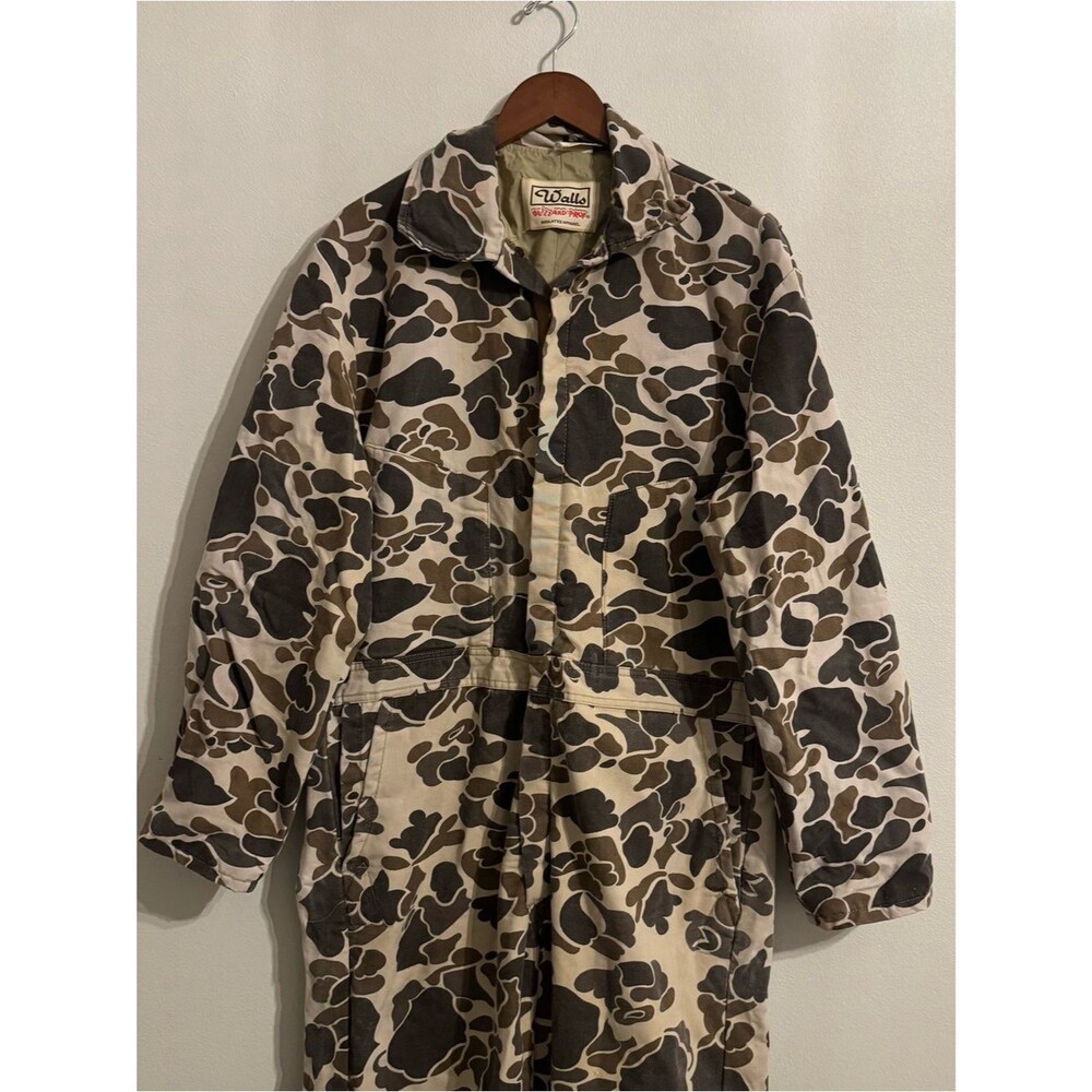 Vintage 80s Walls Duck Hunter Camo Coveralls Jumpsuit Outdoors Hunting Large